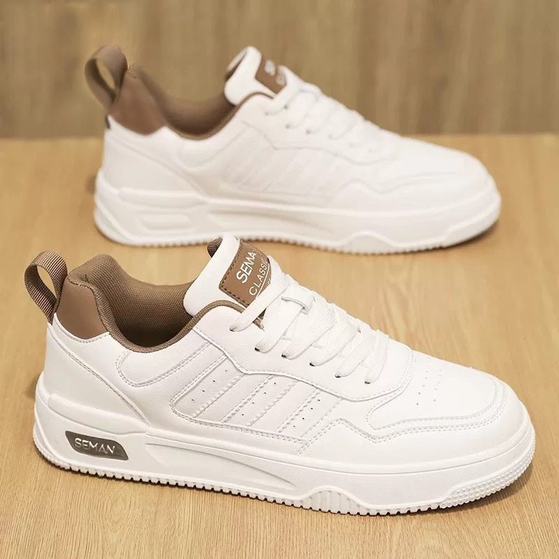 Men's New Breathable And Versatile White Casual Board Shoes Thick Soled Sports Shoes